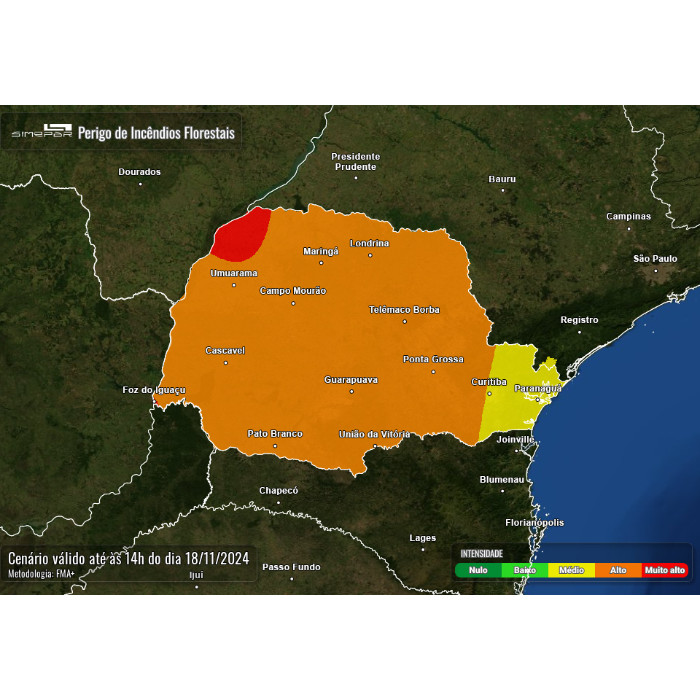 Risco de Incêndio próximas 24 horas